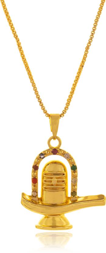 Vogue21 Navratna Shivling Pendant Gold-plated Brass Pendant Set