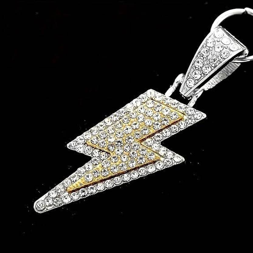 Lovetrail The Dual-Tone Iced Bolt Silver Stainless Steel Pendant