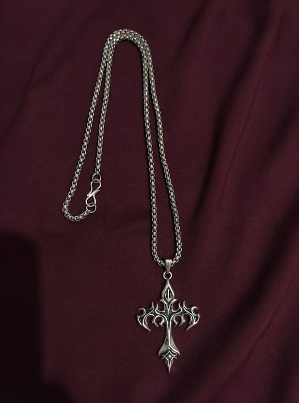 pasu fashion AJPAYONRA Dragon cross necklace for unisex (24 inch,anti-tarnish)'ap-02 Sterling Silver Stainless Steel Pendant Set