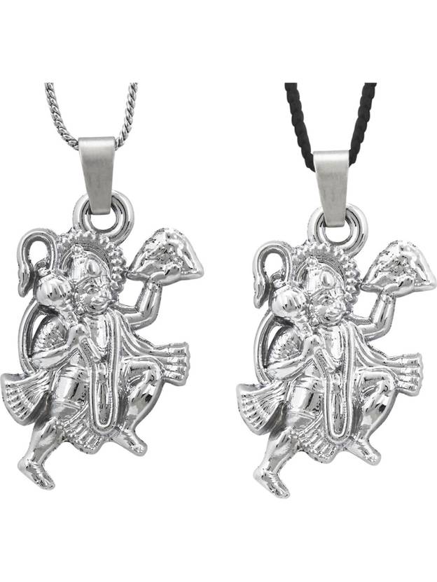 Shining Jewel Lord Hanuman Combo Rhodium Brass Pendant