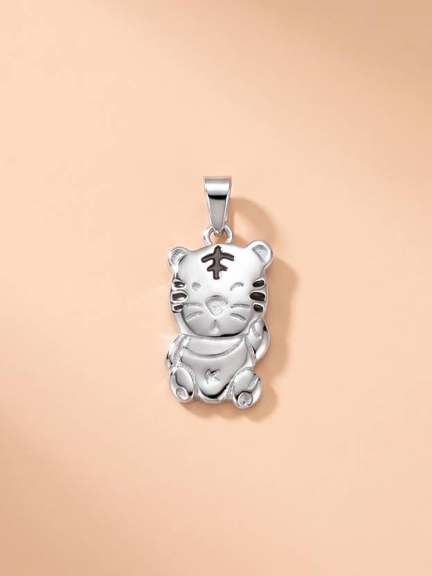 925 SILLER 925 Pure Silver Tiger Pendant Rhodium Sterling Silver Pendant