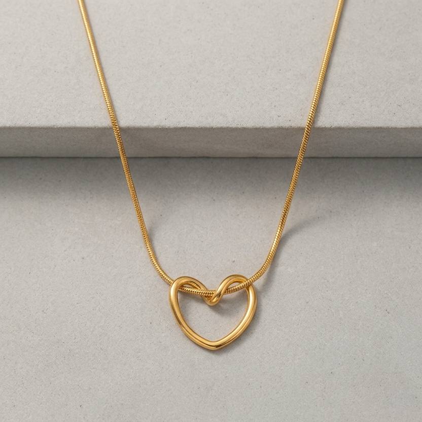 CARIA Gold Plated Minimalist Heart Pendant Necklace for Women Daily Wear Gift Gold-plated Stainless Steel Pendant