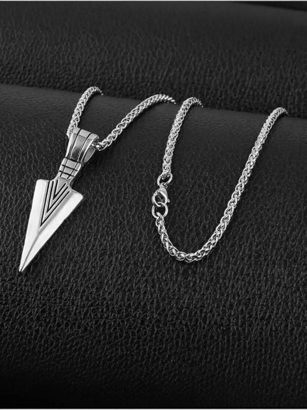 JS Enterprises Stunning Trendy Silver Arrow Pendant for Boys and Men | Stylish Pendant Rhodium, Sterling Silver Stainless Steel Pendant