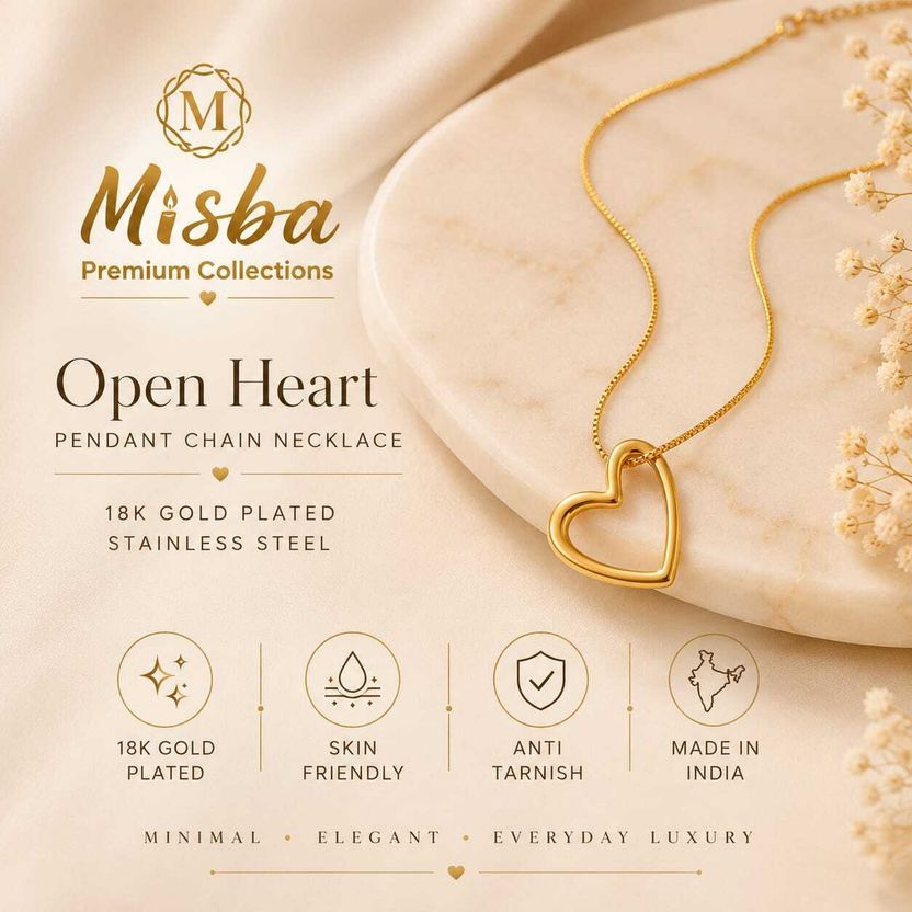 Misba 18k Gold Open Heart Pendant Set - Image 5