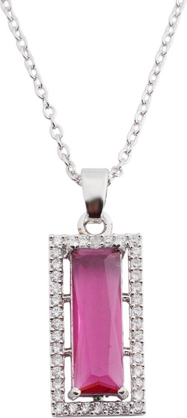STYOLLO Latest Silver Pendant Necklace Set with American Diamond For Women & Girls Metal Pendant
