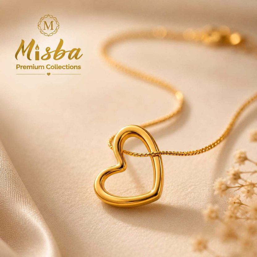 Misba 18k Gold Open Heart Pendant Set - Image 10
