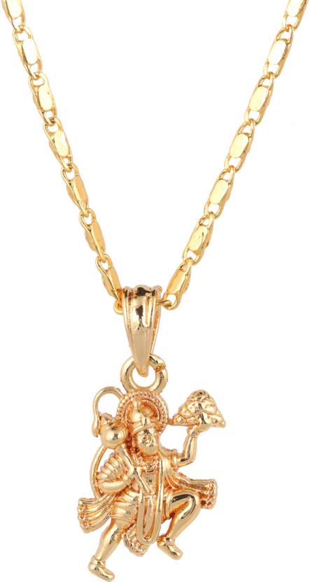 BELWICK Gold Simple God Pendant Of Bajarang bali Gold-plated Brass Locket Set