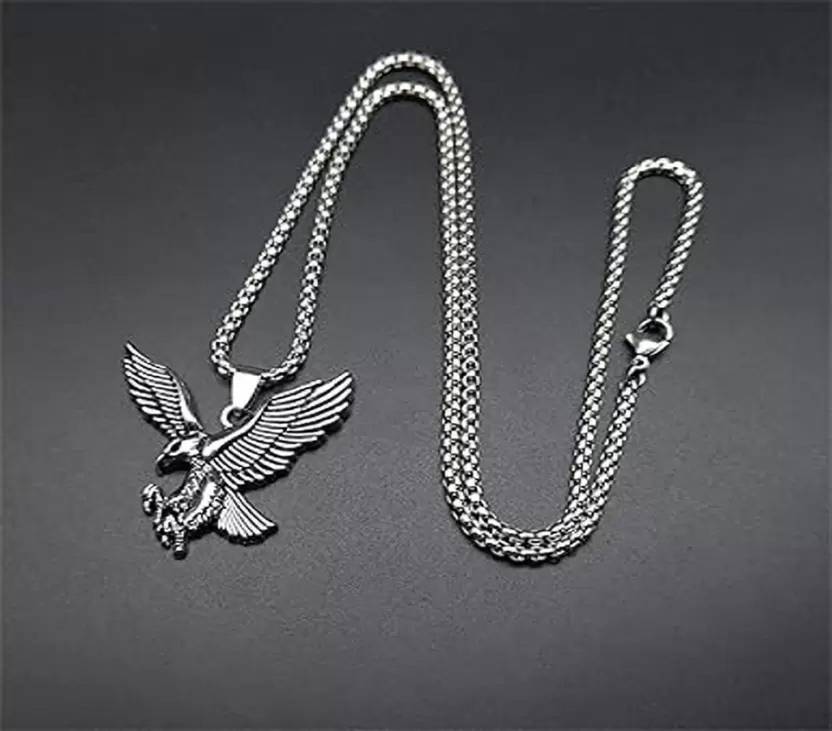 JS Enterprises Eagle Boxchain pendant for Boys and Girls Stainless Steel Pendant