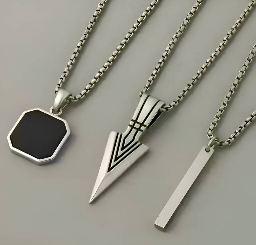 FASHION TRENDTROVE ARROW-ONEX-BAR-FASHION Silver Alloy, Silver Locket Set