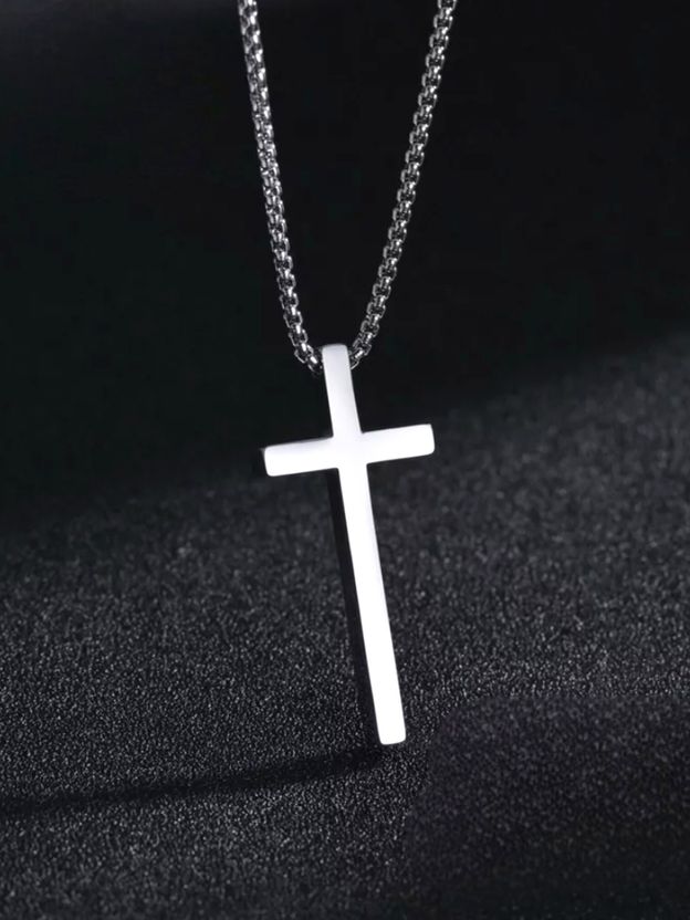 KURMASHOP Stainless Steel Cross Pendant with Box Chain - Image 1