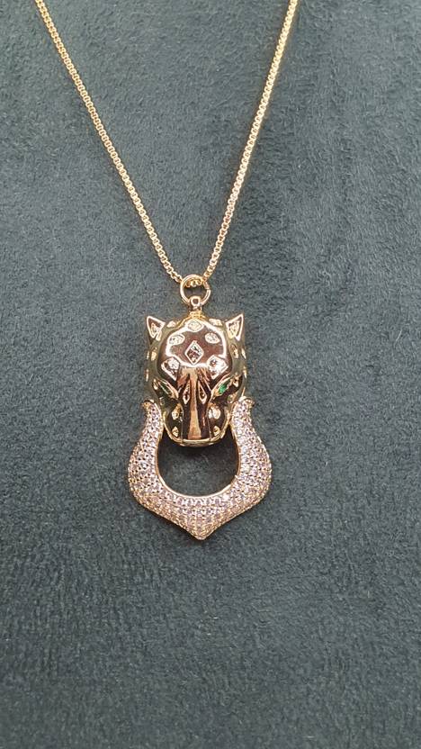 Gahana Jewels Panther Pendant Necklace Brass Cubic Zirconia Brass Pendant