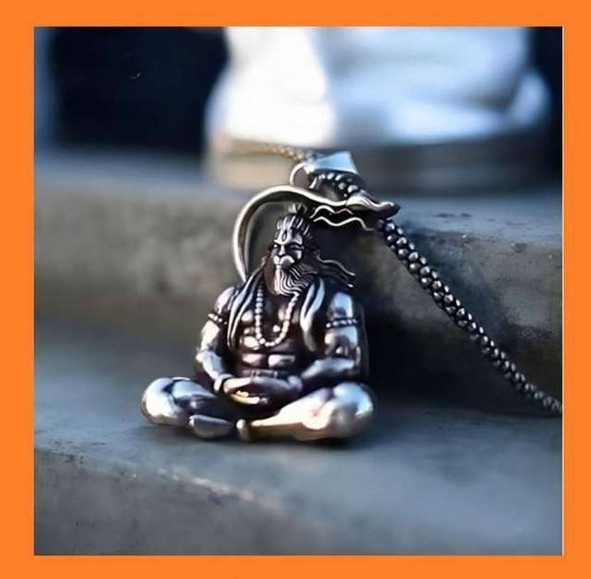 ISUBUCCI Meditation Hanuman Pendant for Men and Women, Evil Protector Hanuman Ji Locket Sterling Silver Brass Pendant