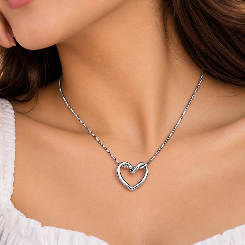 StudioArtSense Gold-Tone Intertwined Open Heart Pendant Necklace for Women Gold-plated Alloy Pendant