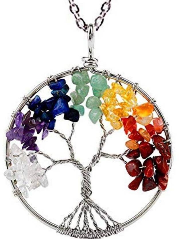 Shubhanjali Tree of Life Seven Chakra, Seven Stone Pendant Stone Pendant