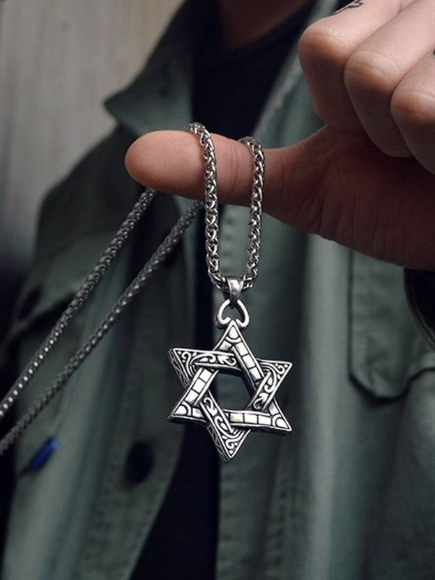 Whitechimes Star Pendant/Necklace for Men and Women, Biker/partywear/dailywear pendant Silver Stainless Steel Pendant