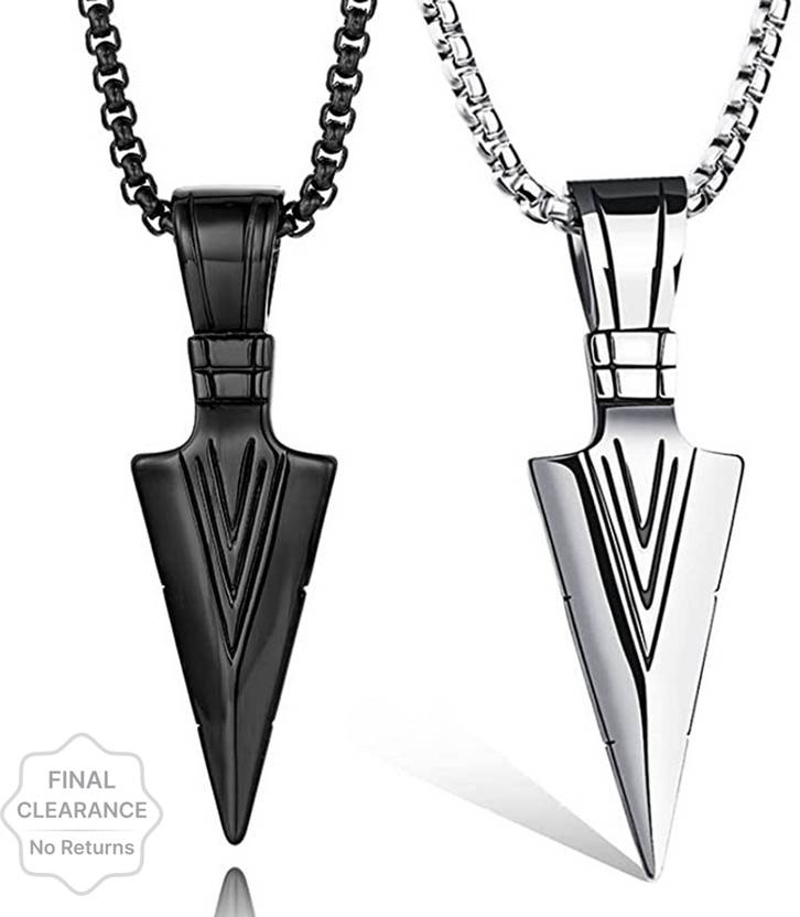 pasu fashion Combo X000021 Spearpoint Arrow Head Cross Crucifix Crown Locket Pendant Necklace Stainless Steel