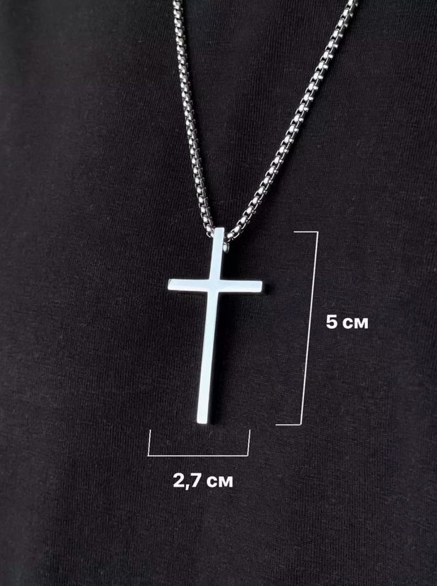 KURMASHOP Stainless Steel Cross Pendant with Box Chain - Image 3