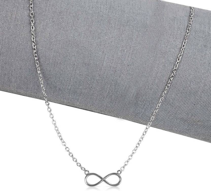 Whitechimes Silver Color Infinite/Infinity Charm Locket Pendant Necklace With Clavicle Chain Stainless Steel