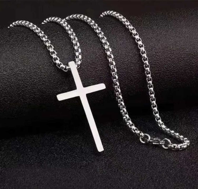 KURMASHOP Stainless Steel Cross Pendant with Box Chain - Image 6