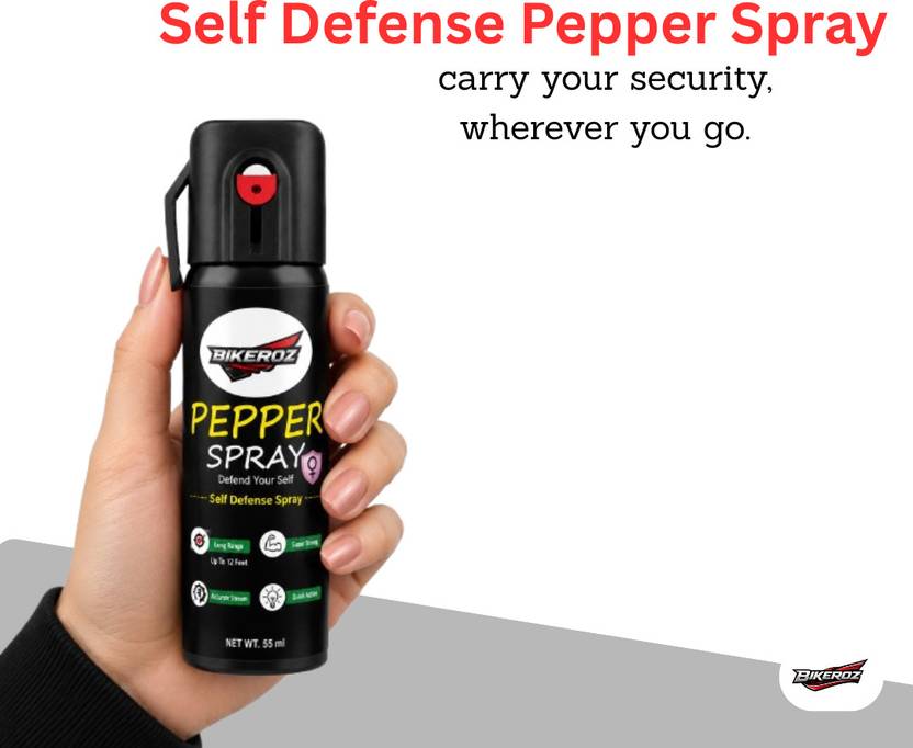 BikerOz Powerful Pepper Spray Self Defence for Women 55 ml | Long Lasting PS_1T Pepper Stream Spray