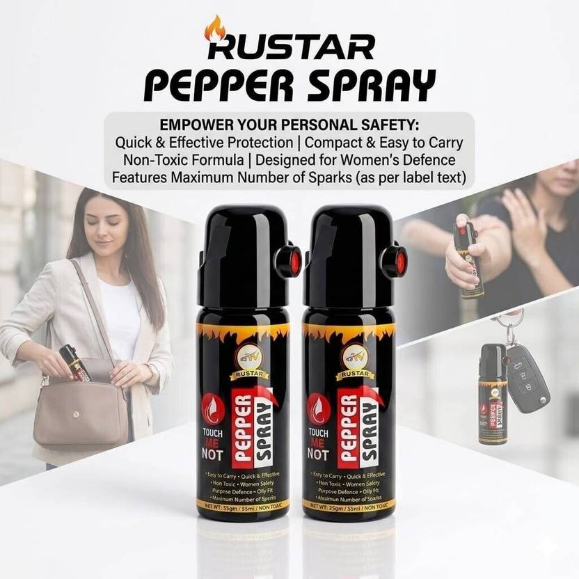 RUSTAR Pocket Size Pepper Spray for Women Defense |Non-Toxic & Quick Action| 55ml Each Pepper Stream Spray