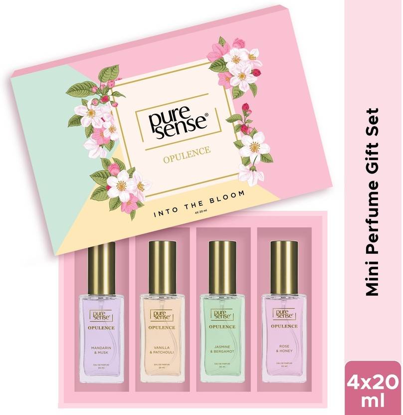 puresense into bloom gift set vanilla mandarin jasmine rose 4x20ml perfume 80 ml