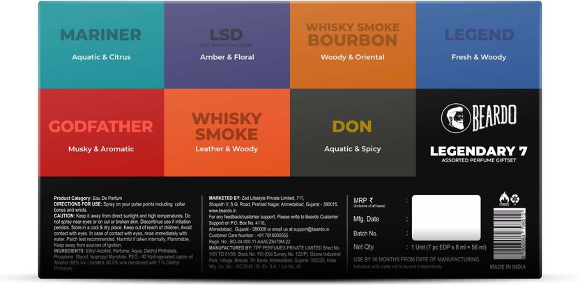 BEARDO Legendary Assorted Perfume Gift Pack of 7 · 8 ml (56 ml total) - Image 10