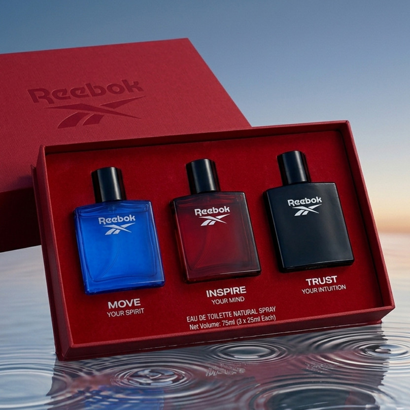 Click to enlarge Buy REEBOK EDT Trio Gift Set | Move + Inspire + Trust EDT Perfume for Men 3x25ml Eau de Toilette - 75 ml Online In India