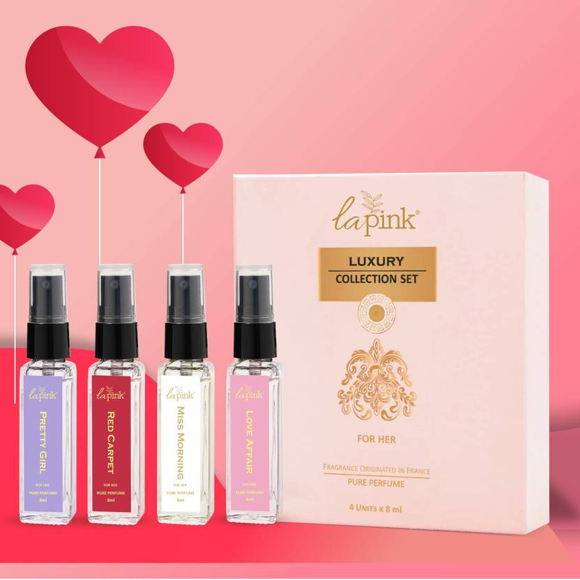 La Pink Luxury French Pure Perfume Gift Set|Long Lasting & Travel Friendly (8ml x 4) Perfume  -  32 ml For Women