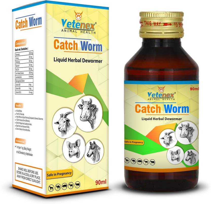 VETENEX Catch Worm Veterinary Liquid Herbal Dewormer for Cattle, Cow