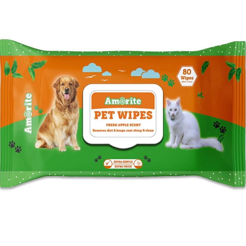 Amorite 80 Pulls Pet Wipes Biodegradable , Anti-Bacterial, Alcohol-Free for All Pets Pet Ear Eye Wipes