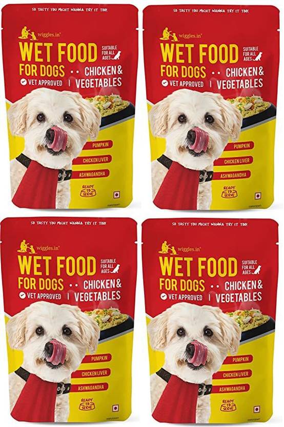 Wiggles Wet Dog Food, 600g Chicken Vegetable Gravy Puppy Adult Pets