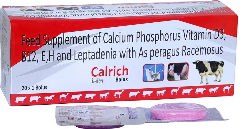 calrich Bolus Feed Supplement of Calcium Phosphorus Vitamins for Cows & Buffalos Pet Health Supplements