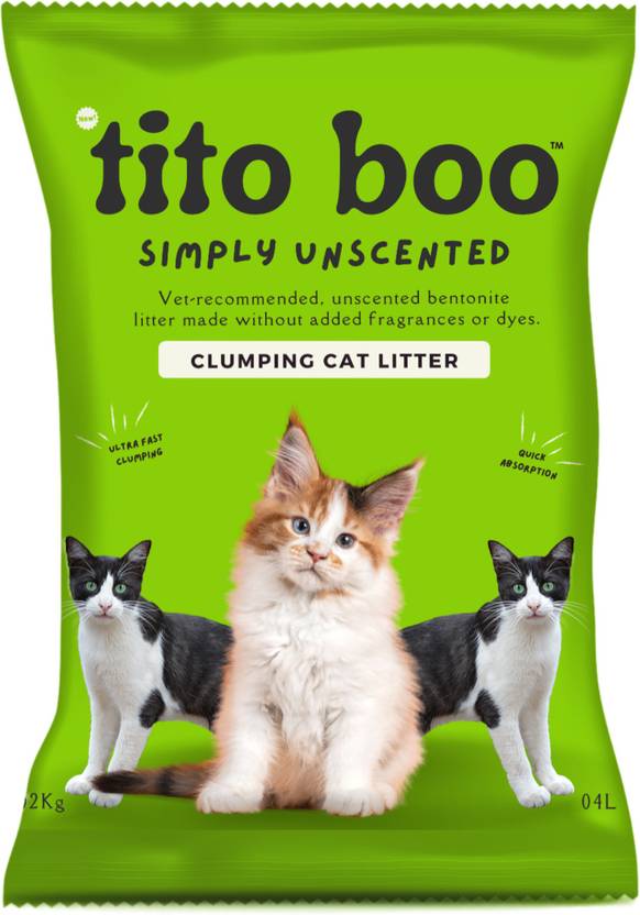 Tito Boo Premium Clumping Cat Litter 2Kg Pack UnScented Scoopable
