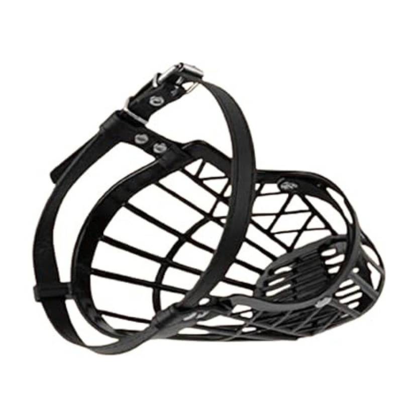 bowlfull buddies No- 4 (M) Black Muzzle, Dog Muzzle, Basket Muzzle for Biting, Aggressive Dogs Medium Strips Dog Muzzle