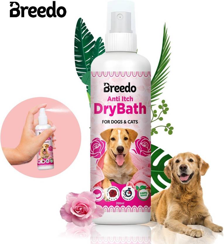 Breedo High Quality Anti-Itch Rose Dry Bath Instant Waterless Shampoo Conditioning Allergy Relief, Conditioning, Anti-fungal, Anti-microbial, Anti-itching, Anti-dandruff Rose for Dogs & Puppy Dry/Waterless/Spray Dog Shampoo