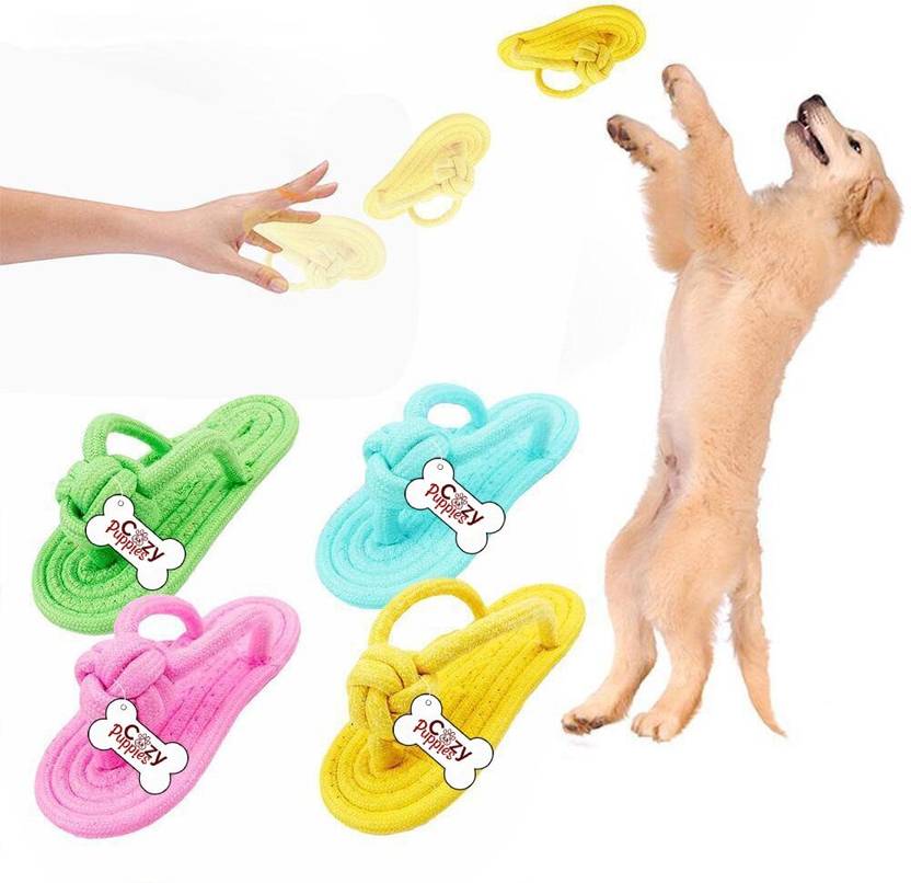 THE DDS STORE Cotton Rope Woven Slippers Small Dogs Toy -Color May vary Cotton Chew Toy, Fetch Toy, Soft Toy, Training Aid For Dog & Cat