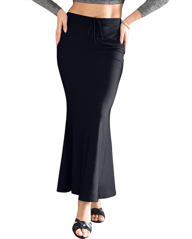 BuyOnn Saree Shapewear Fishcut Slim fit Petticoat For Women Black Lycra Blend Petticoat
