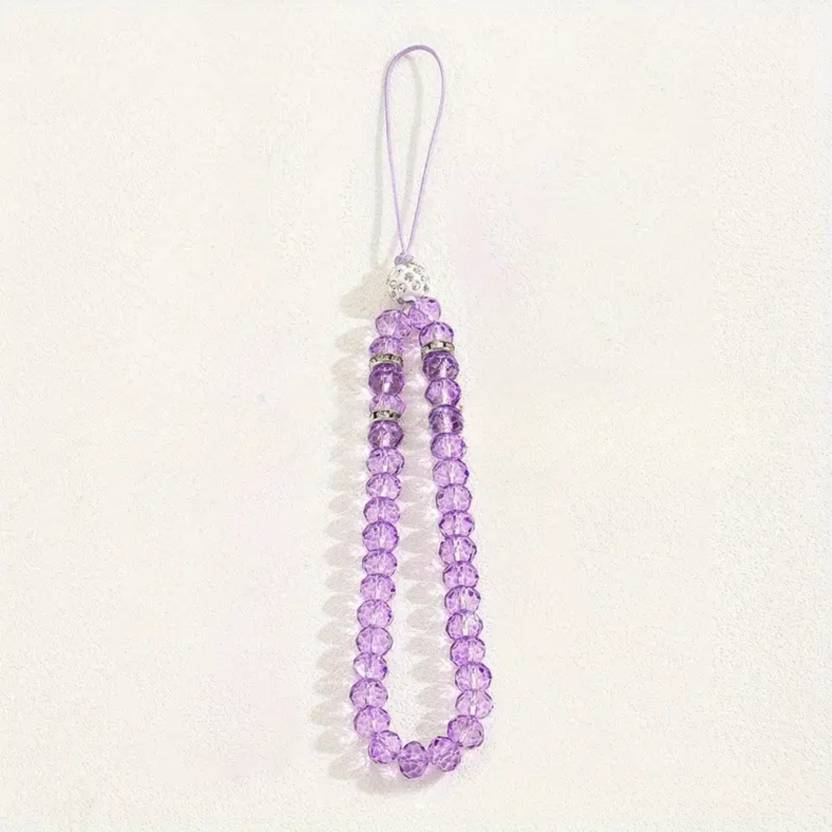 Snowys Shop Purple Bling Crystal Phone Charm for Girls – Wrist Lanyard Strap & Keychain Phone Charm