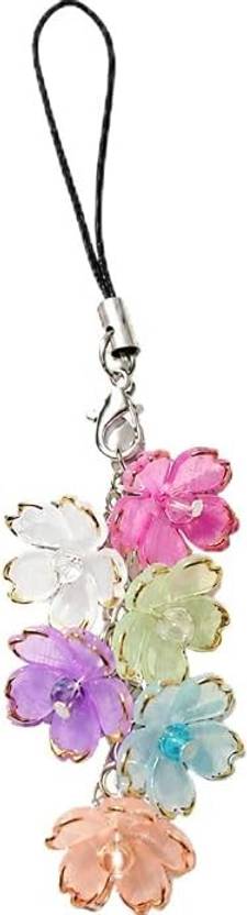 SNOWY SHOP Multicolor Japanese Cherry Blossom Flower Keychain for Girls & Women | Phone Charm