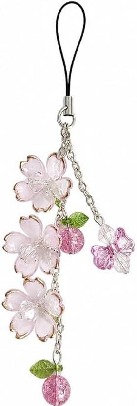 SNOWY SHOP Cute Pink Kawaii Cherry Blossom Keychain for Girls | Phone Charm