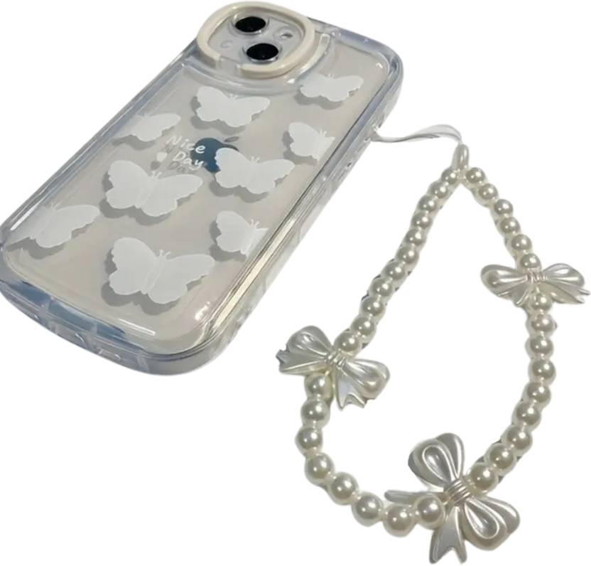 Snowys Shop Cute Pearl Bow Charm Phone Strap Wristlet for Girls | Mobile Charm for Women Phone Charm