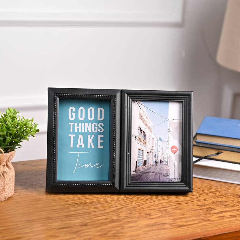 Market99 Black Plastic Photo Frame Rectanguler Diptych Matte 25.5 inch 3D