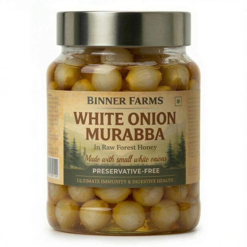 BINNER FARMS White Onion Murabba in Raw Forest Honey - Natural Lung Detox & Body Coolant Onion Murabba