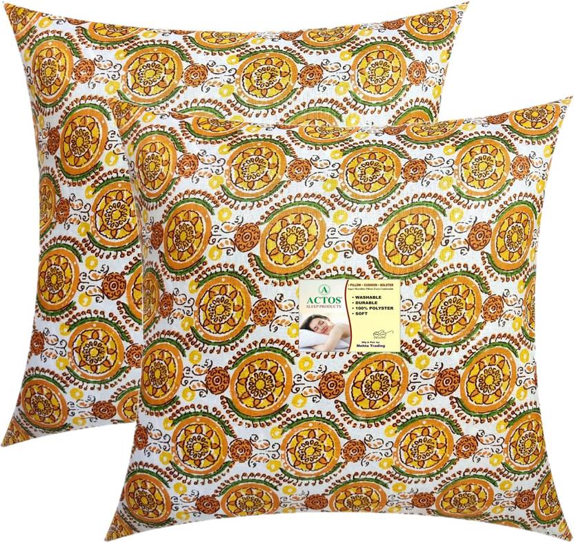 ACTOS Cotton Cushion Pack of 2 Floral Round