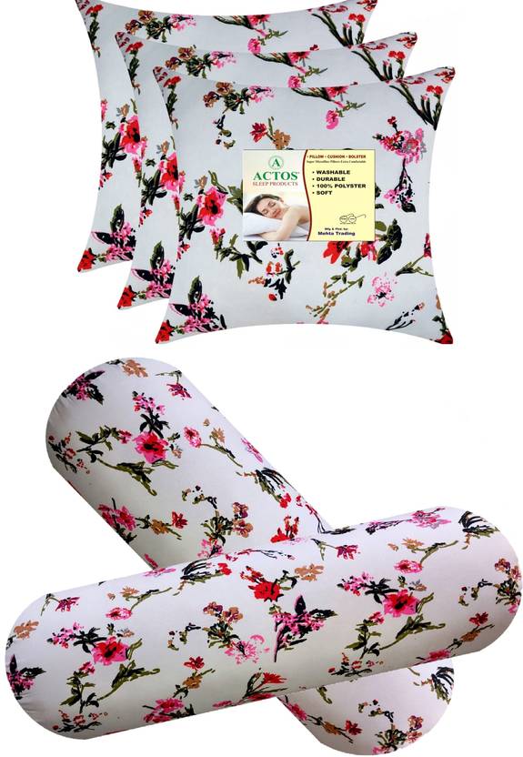 ACTOS Microfibre Bolster Pack of 5 Abstract 3 Cushion And 2