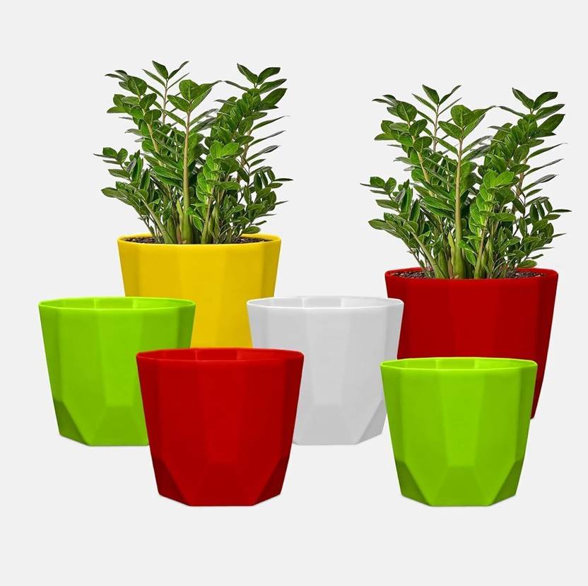 Yuccabe Italia SHERA Hexa 4 Inch Plastic Flower Pot for Home Decor