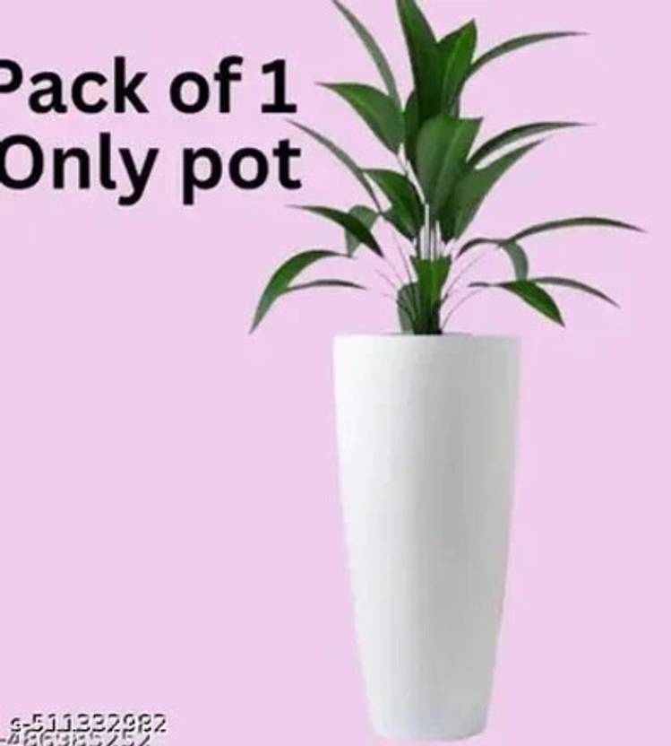 Atharvaplants Atharvaplants Pot Oval Plastic Pack of 1 White Plant Container Set