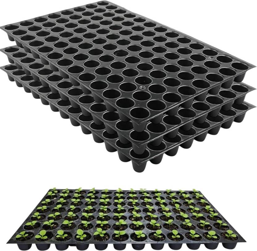 Ankuraan 104 Cells Seedling Tray for Plants, Reusable Nursery Tray Pack of 3 Plant Container Set