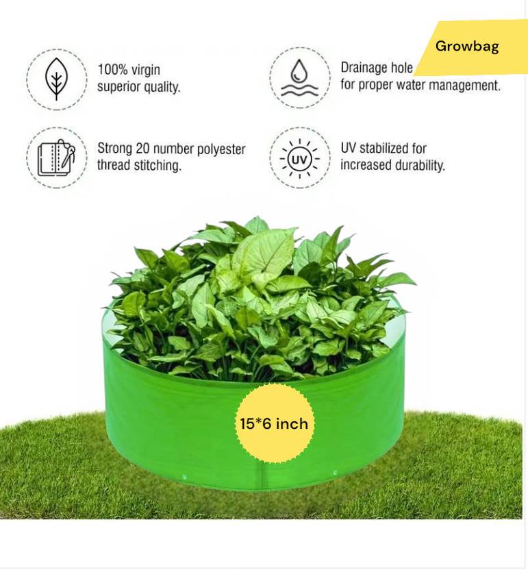 AAYUTRI UV Protected HDPE 260 GSM 6"x 15" Plants Grow Bags for Indoor Outdoor Gardening Plant Container Set